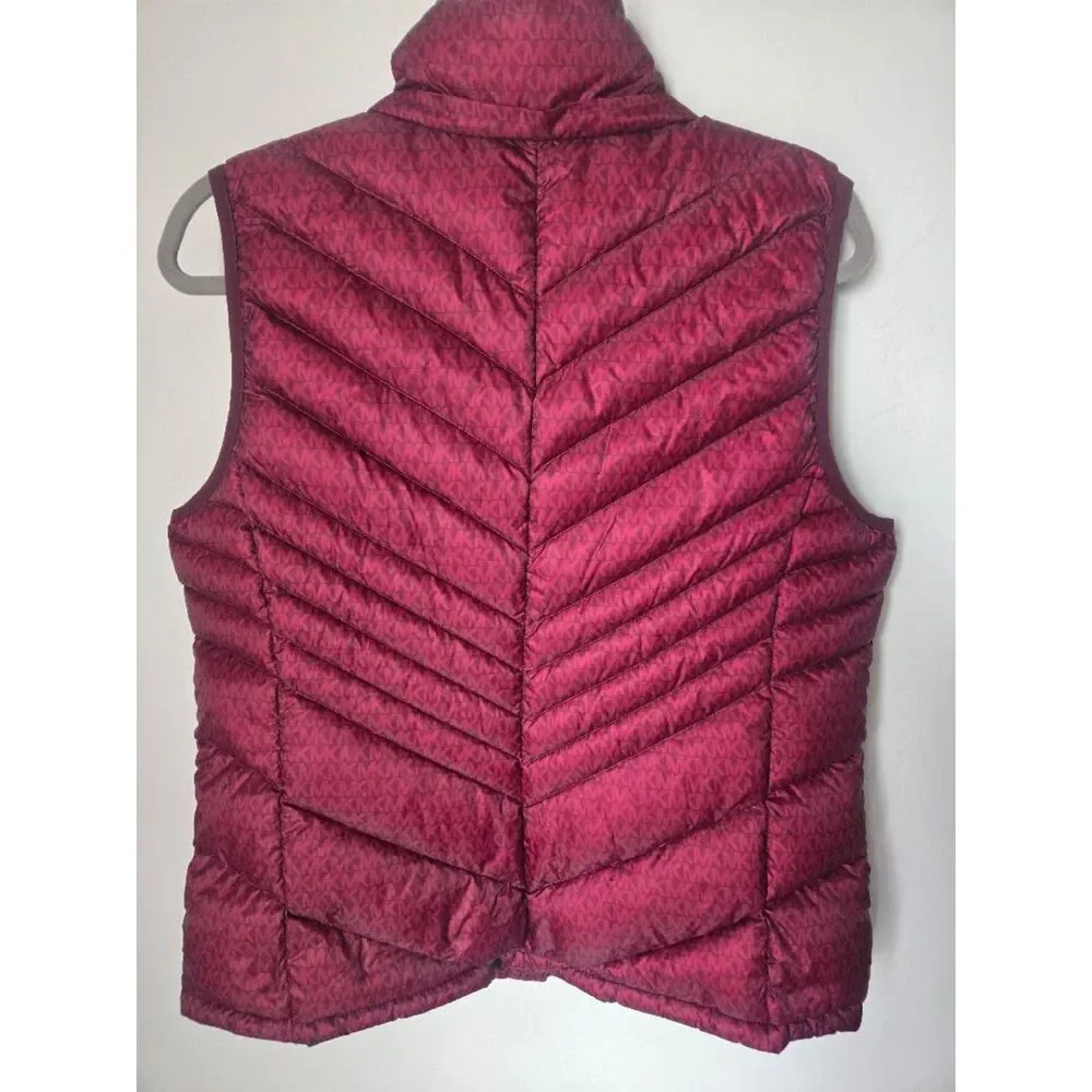 Michael Kors MK Logo Puffer Vest Jacket Dark Brandy Size L